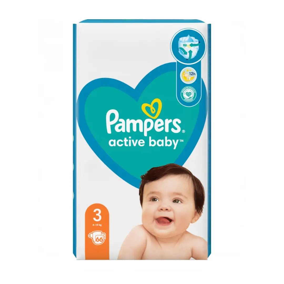 Pampers Active Baby Diapers size 3, 66pcs
